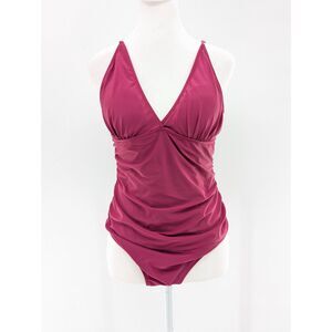 Berry Pink Maternity Adjustable Strap Stretchy Padded One Swimsuit Size Large